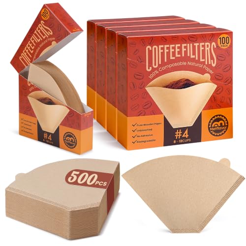 Image of 500 Count Coffee Filters #4, Unbleached Cone Coffee Filter 8-12 Cup
