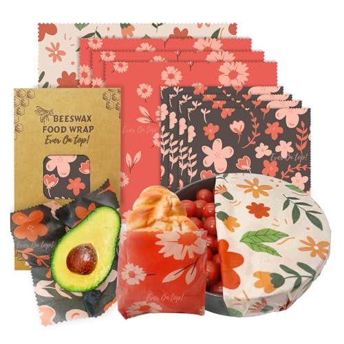 Ever On Top! 9 Pack Beeswax Wraps For Food - Bees Wax Wraps Reusable, Zero Waste, Organic Bee wrap for food leftovers, Fruit, Bees wax paper food wrap