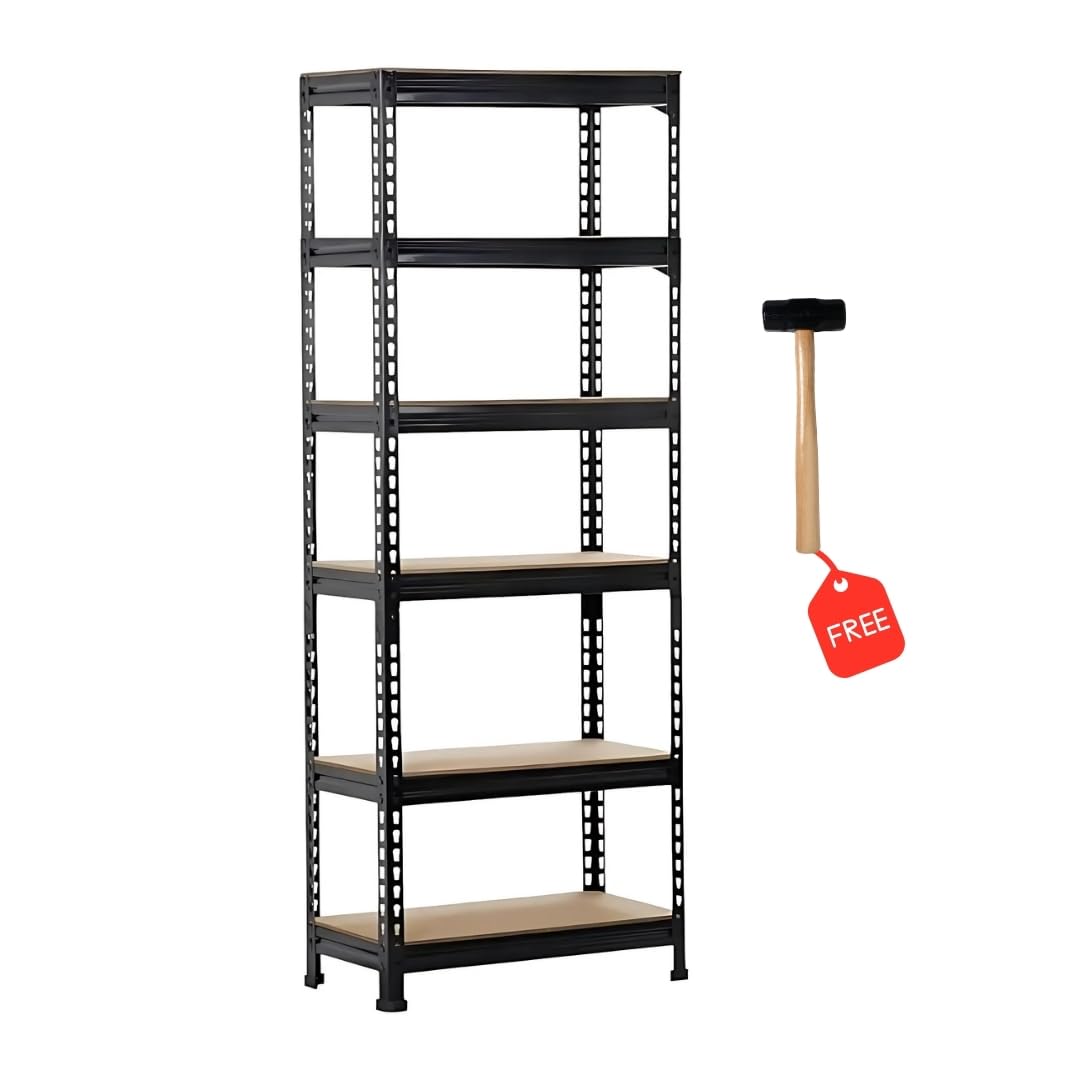 Blue boy Adjustable 6 Tier Metal Shelf for Storage/Boltless Rack/Display Racks and Shelves/Garage Shelves/Organizer for Home and Kitchen (72 x 24 x 12 Inch/Black)