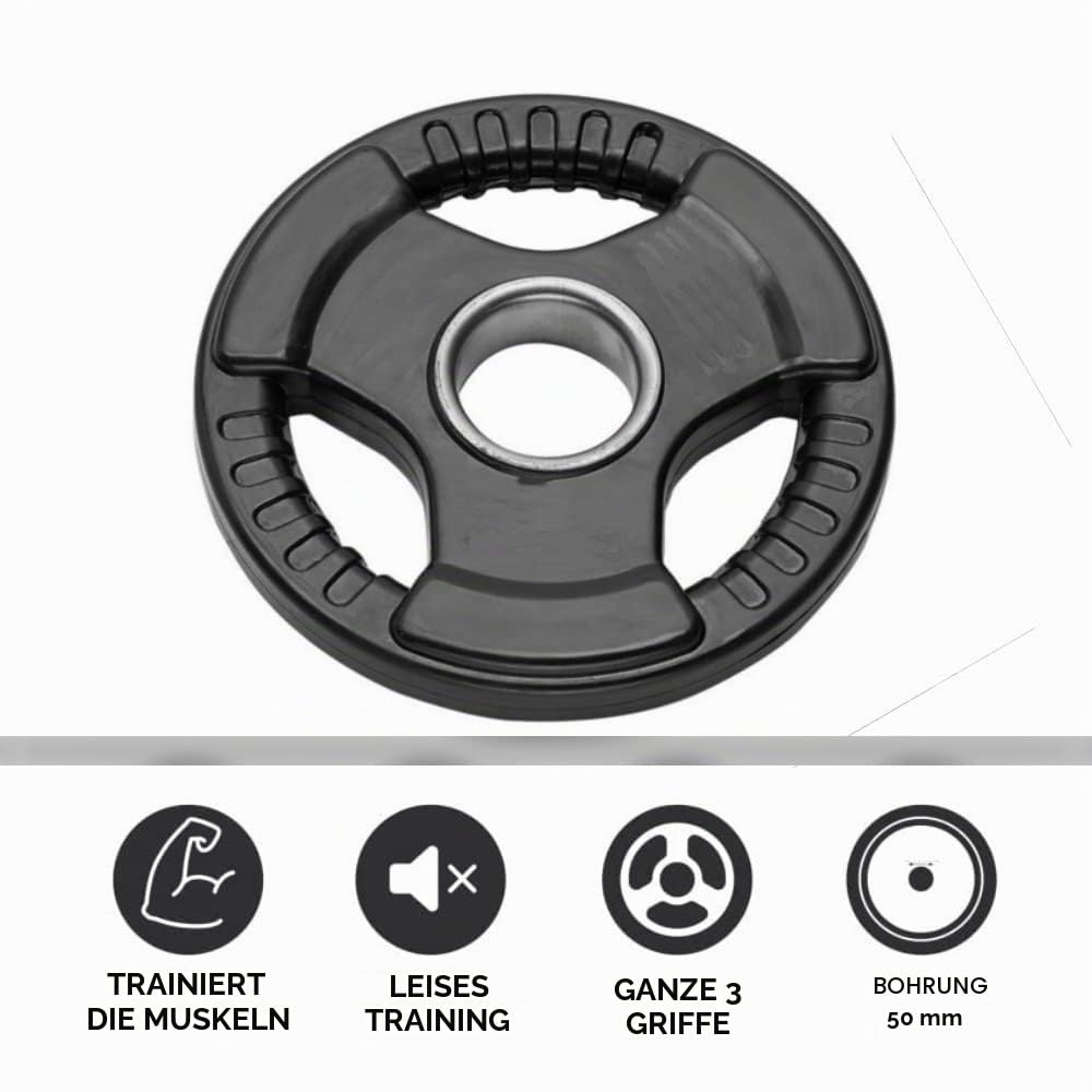 Paar Olympische Hantelscheiben für Langhanteln und Hanteln | Bumper Plates Bohrung 50 mm gummierte Gewichtsscheiben von 2,5 kg bis 20 kg