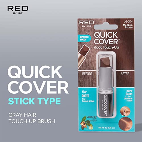 KISS Quick Cover bastão de retoque de cabelo cinza (marrom)
