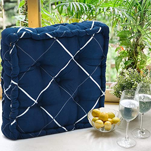 Image of Amazon Brand - Umi Chair Cushion Comfortable Thick Tufted Seat Cushion Cushion for Meditation,Floor Cushion for Sitting in Living Room, Chair Box for Indoor Seat Set of 1,16X16(Inches) (Blue)