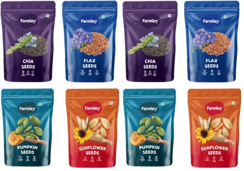 Image of Farmley Edible Seeds Combo 800 g | Chia Seed + Sunflower Seed + Pumpkin Seed I Superfood Mix for Healthy Eating | Rich in Protein & Fiber (200g, each) (Pack of 8)