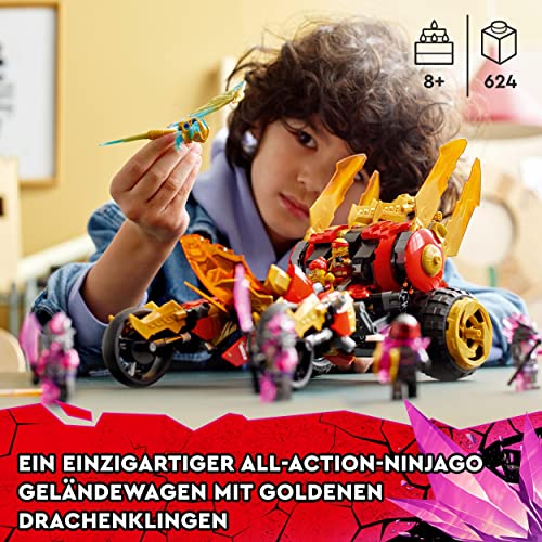 LEGO 71773 NINJAGO Kais Golddrachen-Raider Set, mit Auto und Motorrad-Spielzeug inkl. Kai und eine goldene Cole Legacy-Figur, Spielzeug für Kinder ab 8 Jahren