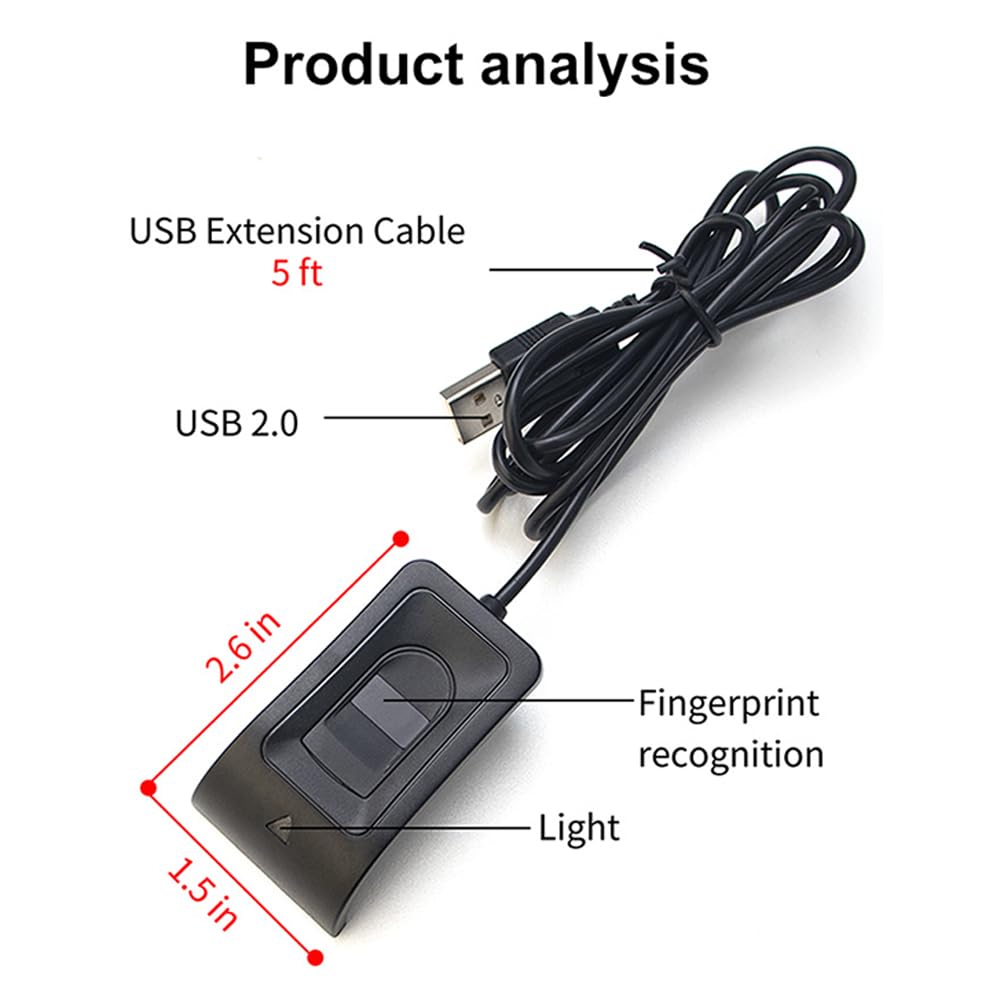 Lector de huellas dactilares USB, Escáner biométrico de reconocimiento de huellas dactilares, Operación sin contraseña, conecta y reproduce, Fácil de usar para PC Computadora portátil