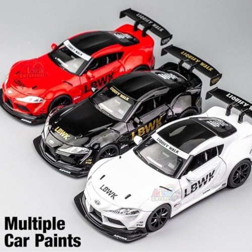 Image of WORSHIPER Compatible for 1:24 Toyota Supra LBWK Toy Car Model, Diecast Collectible Pull Back Model Car with Sound and Light, Toy Gift Vehicles for Adults Kids Boys Girls(Red)