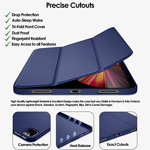 Image of DuraSafe Cases for iPad Pro 11 inch 4th 3rd 2nd Gen Case A2759 MNXE3HN /A MNXD3HN /A A2435 MNXG3HN /A MNXF3HN /A MNXJ3HN /A A2761 A2762 MNXN3HN /A MP553HN /A A2377 MHQR3HN /A MHQT3HN /A A2228 - Navy Blue