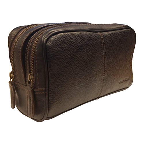AsdruMark Dark Brown Compact Leather Wash Bag