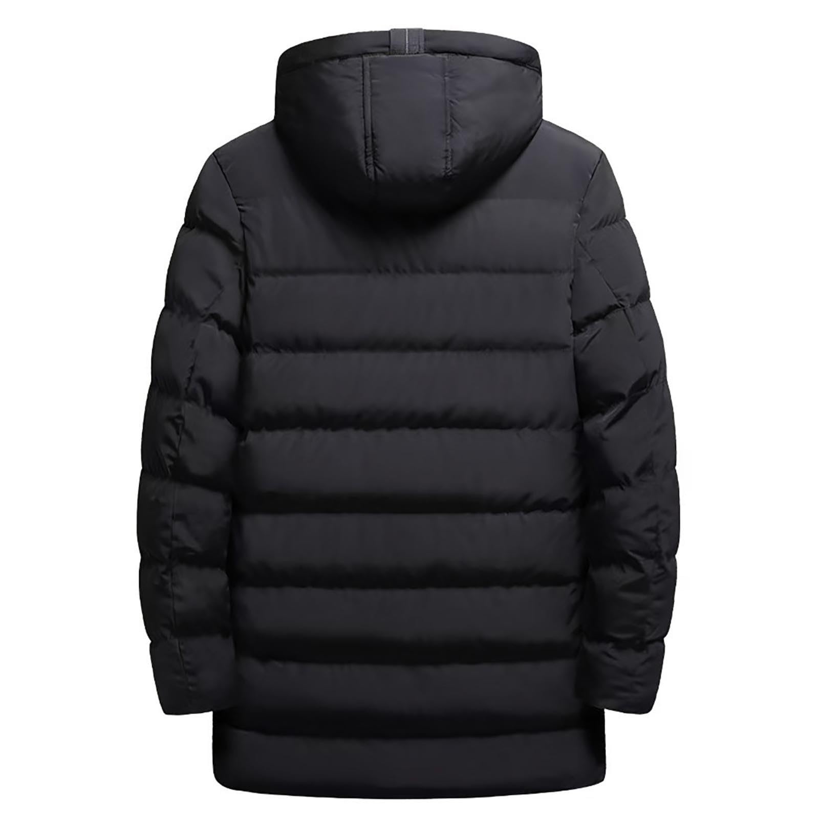 Generisch Wintermantel Lang Damen Warme Steppjacke Flauschige Jacke mit Kapuze Winter Mantel Winddicht Daunenjacken mit Taschen Winterjacke Full Zip Skijacke Puffer Jacken