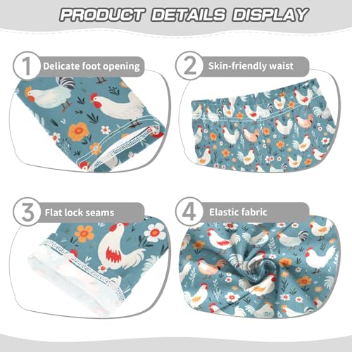 Chicken Cute Flower Girls Leggings Kids Yoga Pants Athletic Tights Pants 4-10 Years3