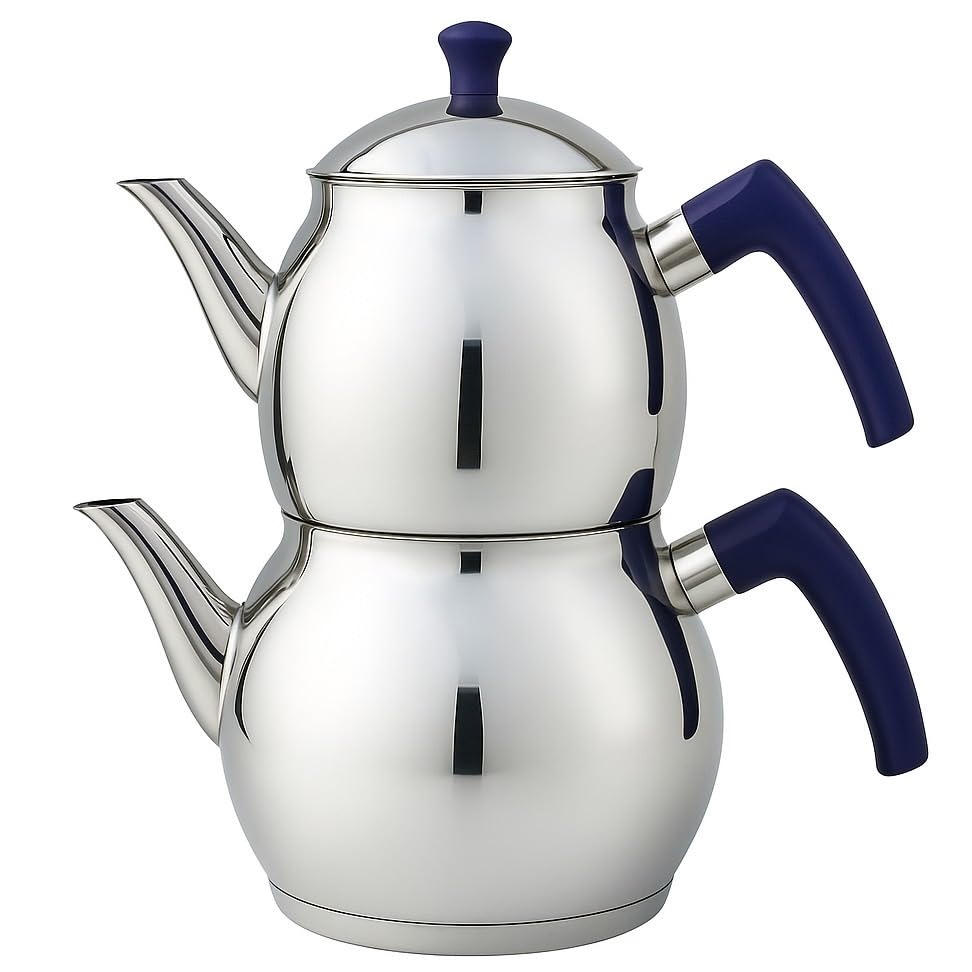Amazon | トルコ式 チャイポット 2段式 ステンレス製 ティーポット