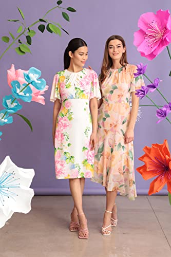 Image of Maggy London Women's Maggy London Women's Dresses Short Flutter Sleeve Fit and Flare Dress with Asymmetric Hem Tier