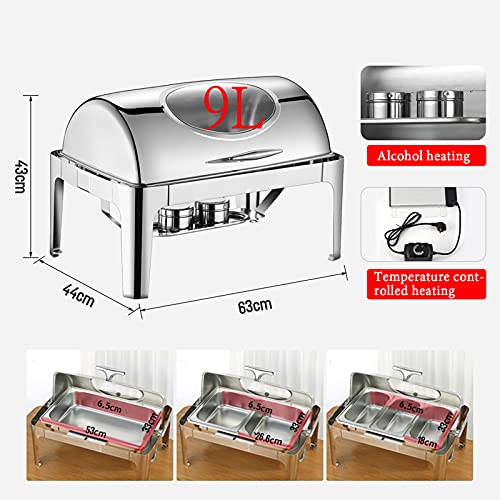 Speisenwärmer Elektrisch Buffet 220V, Chafing Dish Warmhaltebehälter Edelstahl Buffetwärmer mit Alkohol-und… – Bild 3