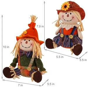   Juegoal-2-Pack-Fall-Tabletop-Decorations-Plush-Scarecrows-Thanksgiving-Harvest-Handmade-Doll-Autumn-Shelf-Sitters-Figurine-Gifts-Home-Table-Centerpieces-Housewarming-Present-Holiday-Decor-Shape-B