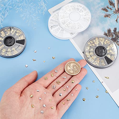 OLYCRAFT 4 Boxes Marine Animal Resin Fillers Gold Sliver Alloy Cabochons Ocean Theme Nail Art Decorations Summer Theme Resin Accessories Supplies for Jewelry Making Nail Art Decoration - Image 3