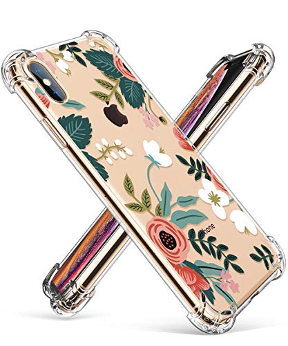 GVIEWIN Compatible for iPhone Xs Case, iPhone X Case, Clear Floral Pattern Soft