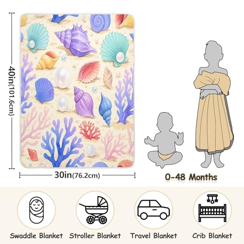 Custom Under Water Animal Shell Coral Colorful Small Blankets Soft para personalizado Photo Name Blanket for Girls or Boys 30x40in para Bebes recien nacidos3