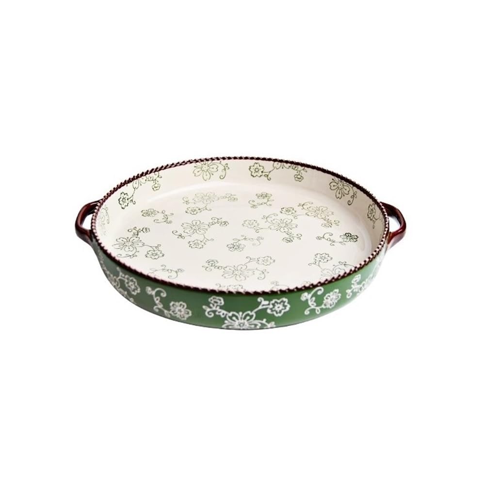 Plaque de cuisson en céramique à double oreille créative for la maison, couleur sous glaçure Pain(Green)