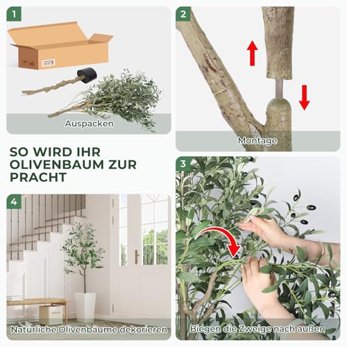 YOLEO Olivenbaum Künstlich 120cm kunstpflanze Künstliche Pflanzen groß Künstlicher Olivenbaum Kunstbaum wie echt für Wohnzimmer Schlafzimmer Büro Deko (Typ 2)