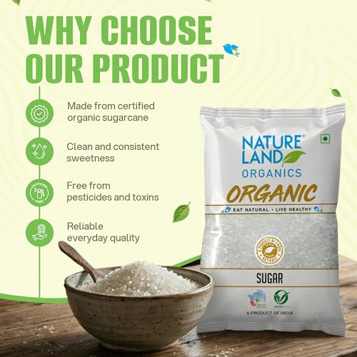 Image of Natureland Organics White Sugar 1 Kg - Organic Sugar