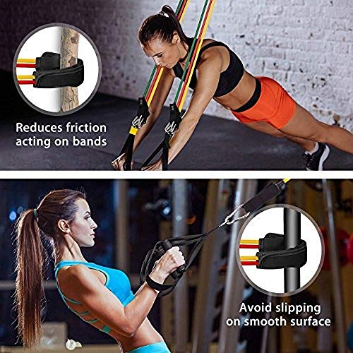 Mpow Resistance Bands Set, Resistance Bands with Handles (150LBS), 5 Stackable Exercise Bands with Door Anchor, Ankle Straps, Guide Book, Heavy Resistance Tube Bands, Portable Tube Band - Thumbnail 4