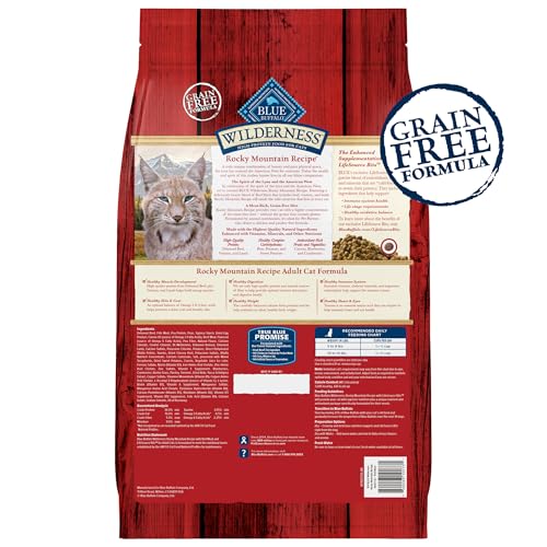 Blue Buffalo Wilderness Adult Dry Cat Food, Rocky Mountain Recipe, Chicken-Free & Grain-Free Recipe Made with Natural Ingredients, Red Meat, 10-lb Bag
