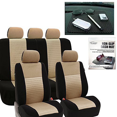 FH Group Car Seat Covers Trendy Elegance Beige Full Set Automotiv...