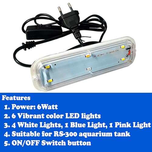 Image of JAINSONS PET PRODUCTS RS-300 LED Aquarium Light | Multicolor Fish Tank Light | Splashproof LED Lighting for Aquatic Plants & Fish Tanks with On /Off Switch