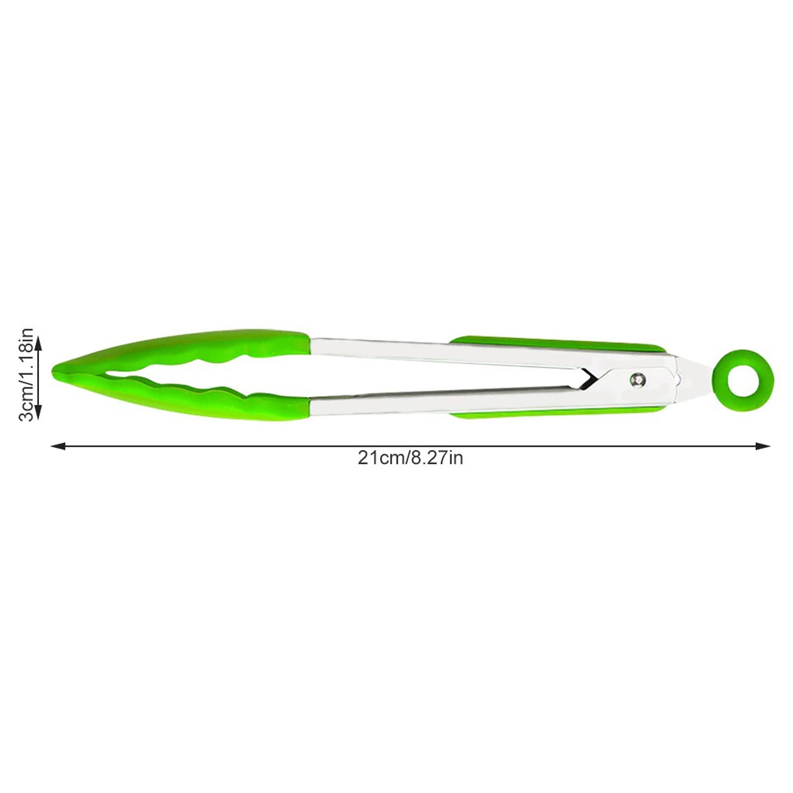 Pinzas de Cocina Pinzas para Alimentos Resistentes al Calor Clip de Silicona Antiadherente Pinzas para Pan de Acero Inoxidable Pinzas para Servir Pinzas para Barbacoa (Verde)