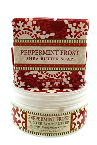 Greenwich Bay PEPPERMINT FROST Christmas, Thanksgiving, Holiday Scents, Triple Milled Soap and Body Butter Gift Set (Peppermint Frost)