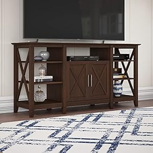 Bush furniture key west tall tv stand for 65 inch tv in bing cherry farmhouse entertainment center with storage  urban country home decor