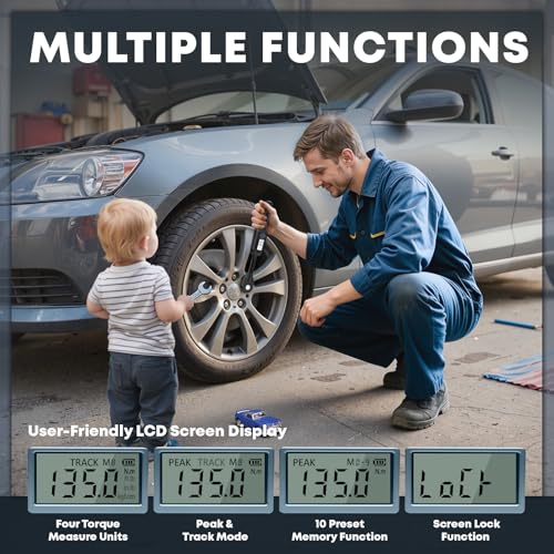 Image of 3 /8 Torque Wrench Digital (5.02-99.6 Ft.Lb) ±2% High accuracy Digital Inch Pound Torque Wrench 3 /8 Drive with Buzzer and Colorful LED Indicator /Track Mode for Moto Auto Car