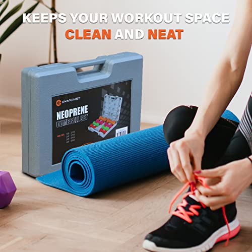 Gymenist Dumbbell Set With Hard Plastic Case Includes 3 Pairs And A Hard Travel Carry Storage Case (1-LB - 3-LB - 5-LB) - Thumbnail 3