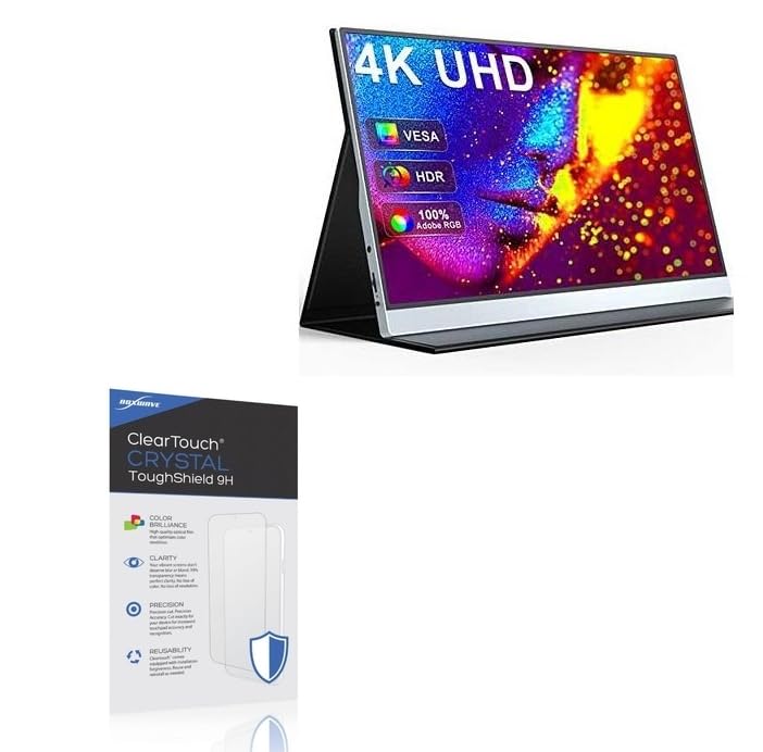 BoxWave Screen Protector Compatible With EVICIV 2023 True 4k Portable Monitor (15.6 in) - ClearTouch Crystal ToughShield 9H (2-Pack), Clear 9H Tough Flexible Film Screen Protector