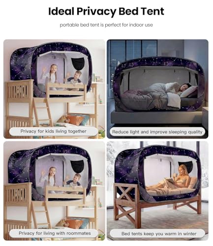 Image of ANC POP Bed Tent Full Bed Canopy Tents Portable Dream Tent for Kids and Adult Indoor Sleeping Tents with 2 Doors Breathable Private Space Tents
