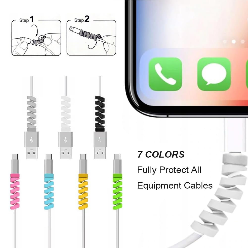 Proteggi cavo Cellulare, 14 Pezzi Salvacavo, Silicone Flessibile per Caricabatterie, Micro USB Protector