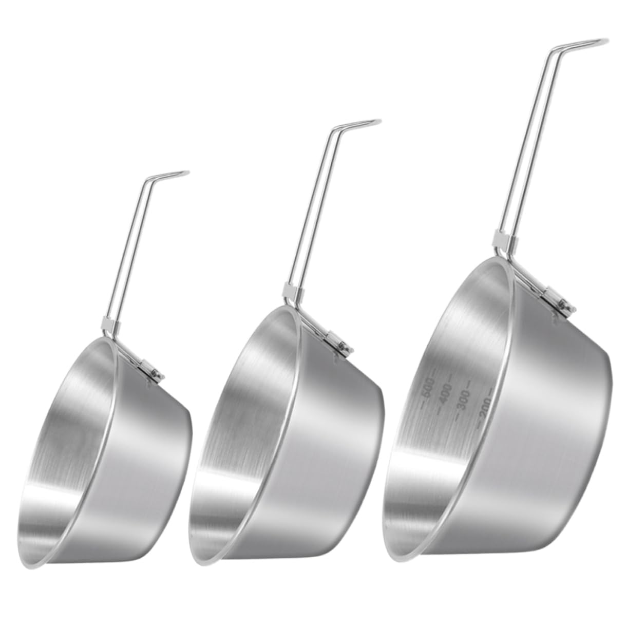 Parliky 3-piece Stainless Steel Camping Bowl Kit with Folding Handle Durable Mixing Bowls for Outdoor Camping and Picnics