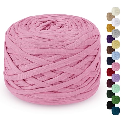 LEREATI Trapillo para Crochet 285g / 100m Hilo Para Tejer a Crochet Hilo Macrame, Cinta Hilo Trapillo Cuerda Macrame para Tejer Cestas de Ganchillo, Bolsos, Colgante de Pared, Mantas (Rosa Princesa)