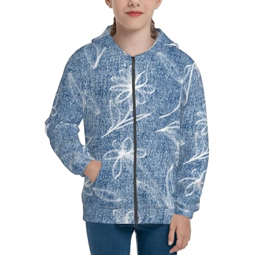 Hand Draw Daisy Kids Pullover Hoodies Boys Zip Up Sweatshirts Girls Athletic Clothes with Pocket3