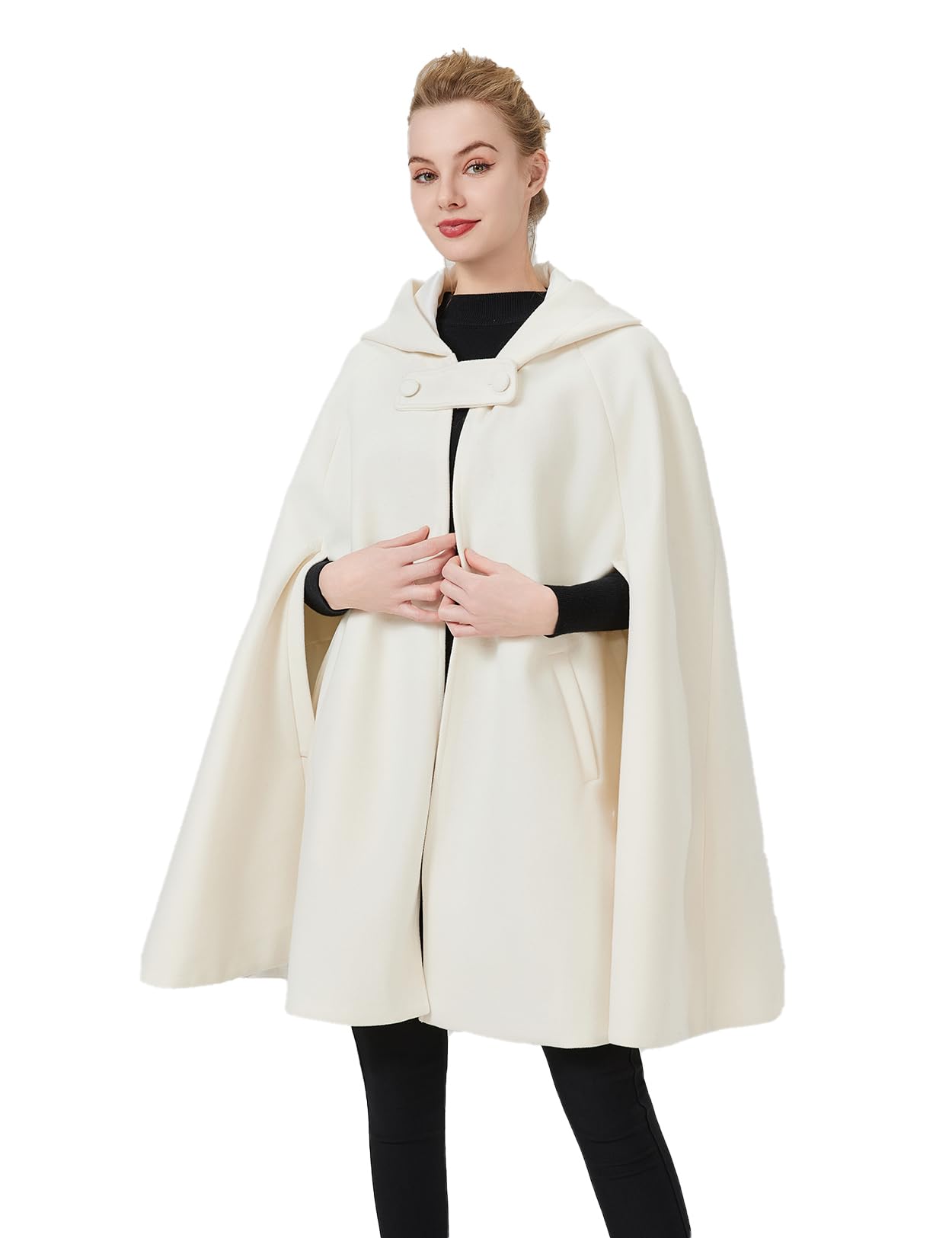 BEAUTELICATE Donna Mantello con Cappuccio Inverno Misto Lana Cappotto Medievale Robe Lungo Poncho Giacca con Giromanica per Cosplay Halloween Costume Natale Matrimonio