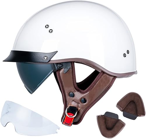 Miniatura 9 de VCOROS - Casco corto para motocicleta con visera, hebilla de liberación rápida, aprobada por la DOT, para hombres y mujeres, Negro, XXL