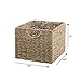 The Lakeside Collection Set of 3 Wicker Storage Basket Bins for Organizing Closet Shelf, Bathroom, Crafting, Kitchen, or Kids Room - Empty Handwoven Seagrass Cubes with Handle for Tidy Organization