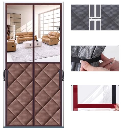 Rideau de porte thermique isolant pour hiver à fermeture magnétique 120x220