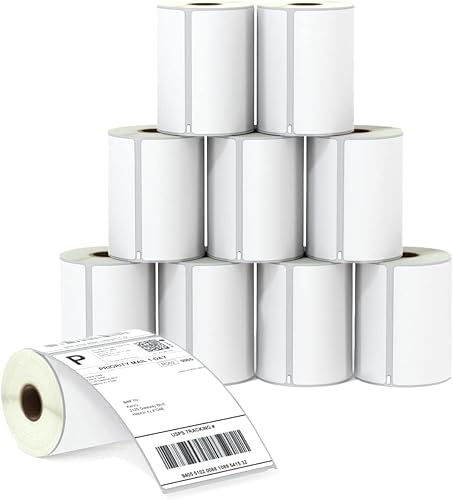 BETCKEY - Compatible DYMO 1744907 (4" x 6") Shipping Labels, Strong Permanent Adhesive & Perforated, Compatible with DYMO Labelwriter 4XL Rollo & Zebra Desktop Printers [10 Rolls/2200 Labels]