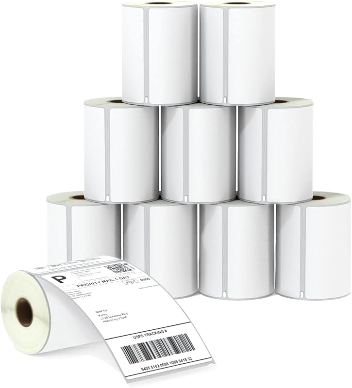 BETCKEY - Replace for DYMO 1744907 4" x 6" Large Shipping Labels [10 Roll] | Compatible with DYMO 4XL, Rollo, and Zebra 4-inch Print Width Adjustment,2200 Labels, Perforated, Not Fit 5XL