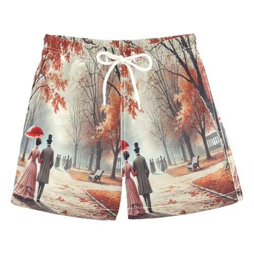 Fall Couples Romantic Boys Swim Trunks Quick Dry Toddler Swimsuit Boy Bathing Suits Board Shorts Swimwear 4T Multi