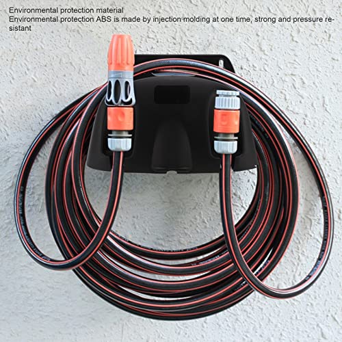 Fdit Water Hose Holder, Wall Mounted Hose Hanger Water Pipe Reel Bracket Garden Hose Holder Hanger for 20m Tube Winding(Black) - Image 2