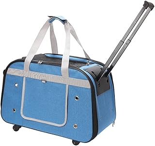 Bolsa portátil com laterais macias Carrinho de estimação para animais de estimação Carrinho de viagem para cães e gatos Estojo para animais de estimação Carrinho de bebê Caixa de transporte para animais de estimação com rodas para pequenos e (Azul)