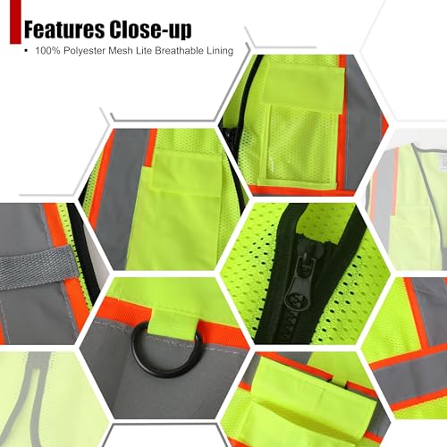 Image of Safety Vest for Men Women Hi Vis Vest with Pockets Mesh High Visibility Vests Meets ANSI /ISEA Standards