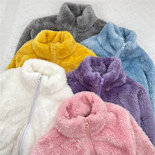 Girls Jacket 5t Toddler Kids Baby Girls Boys Solid Wool Coat Jacket Outerwear Zipper Warm Thick (Purple, 4-5 Years)2